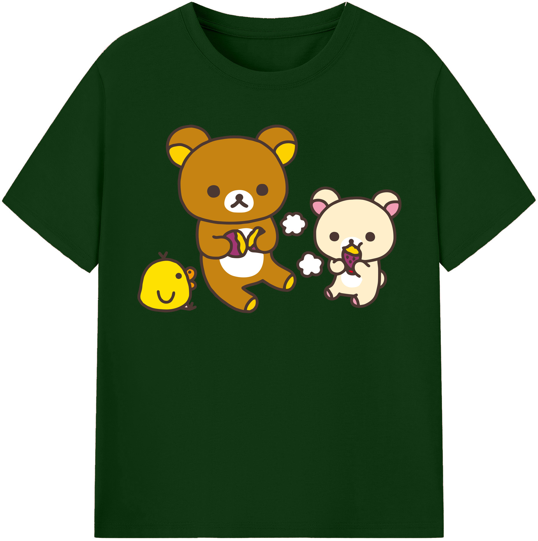 （画像用） リラックマ リラックマ キイロイトリ Rilakkuma Korilakkuma Kiiroitori 綿100％半袖Tシャツ（フロントプリント）